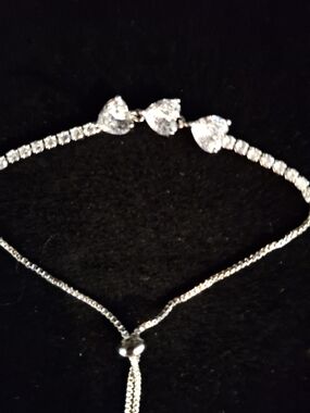 Silver Heart Crystal Adjustable Bracelet - Women Jewelry